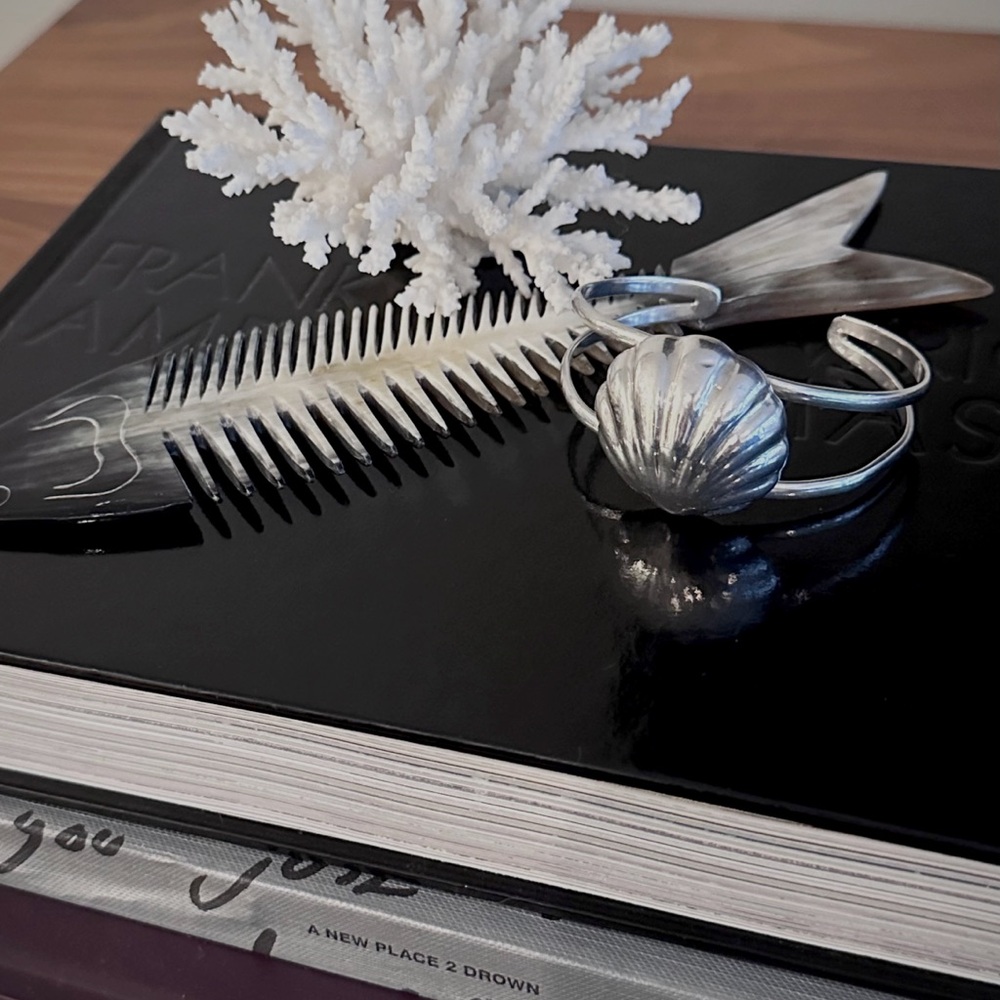 935 Sterling Silver Shell costal cuff bracelet